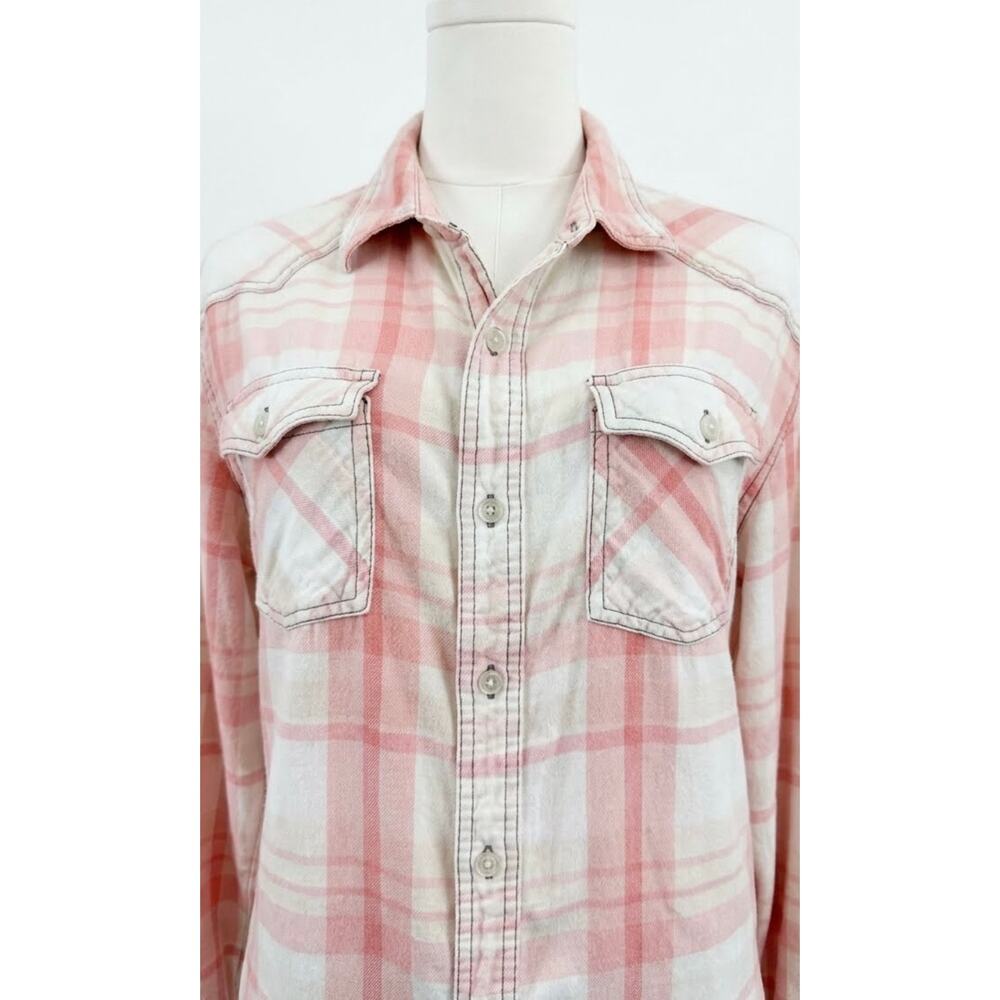Vintage Cottagecore Upcycled Flannel Sustainable Layering Plaid Shirt Large - Picture 6 of 7